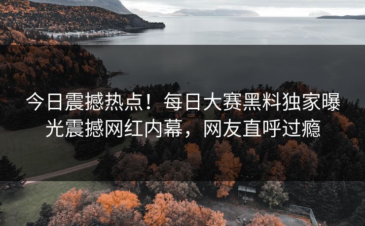 今日震撼热点！每日大赛黑料独家曝光震撼网红内幕，网友直呼过瘾