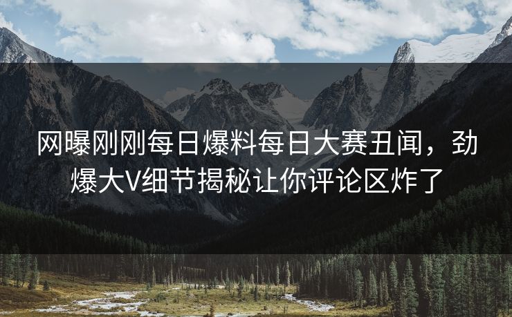 网曝刚刚每日爆料每日大赛丑闻，劲爆大V细节揭秘让你评论区炸了