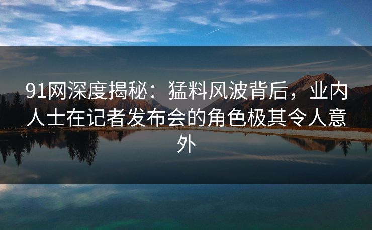 91网深度揭秘：猛料风波背后，业内人士在记者发布会的角色极其令人意外