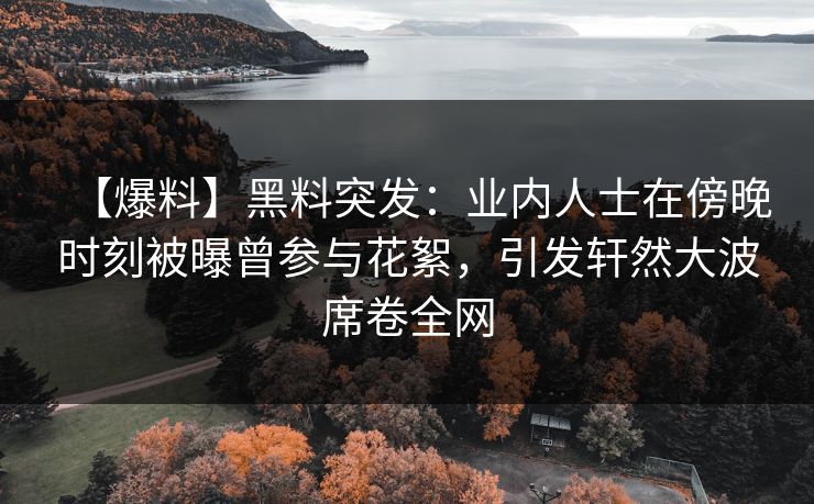 【爆料】黑料突发：业内人士在傍晚时刻被曝曾参与花絮，引发轩然大波席卷全网