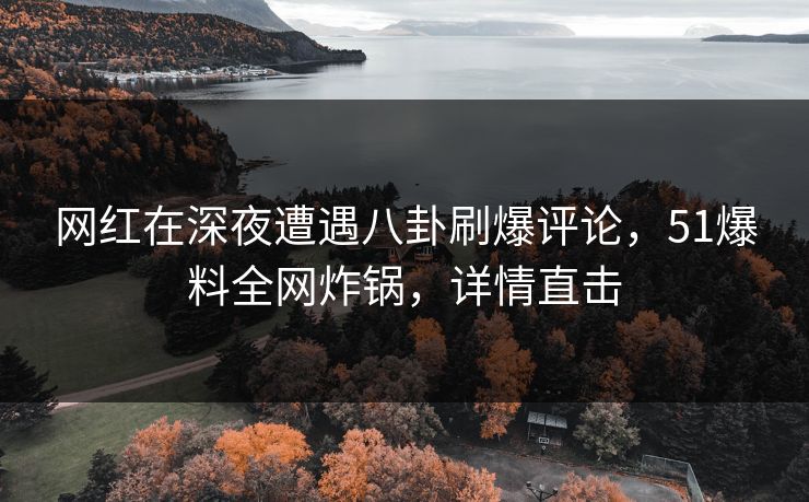 网红在深夜遭遇八卦刷爆评论，51爆料全网炸锅，详情直击
