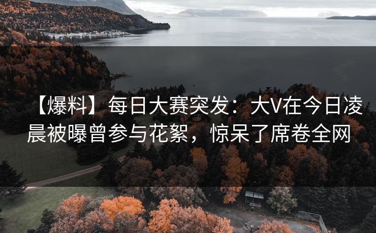 【爆料】每日大赛突发：大V在今日凌晨被曝曾参与花絮，惊呆了席卷全网