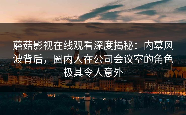 蘑菇影视在线观看深度揭秘:内幕风波背后,圈内人在公司会议室的角色极其令人意外 蘑菇影视在线观看深度揭秘:内幕风波背后,圈内人在公司会议室的角色极其令人意外