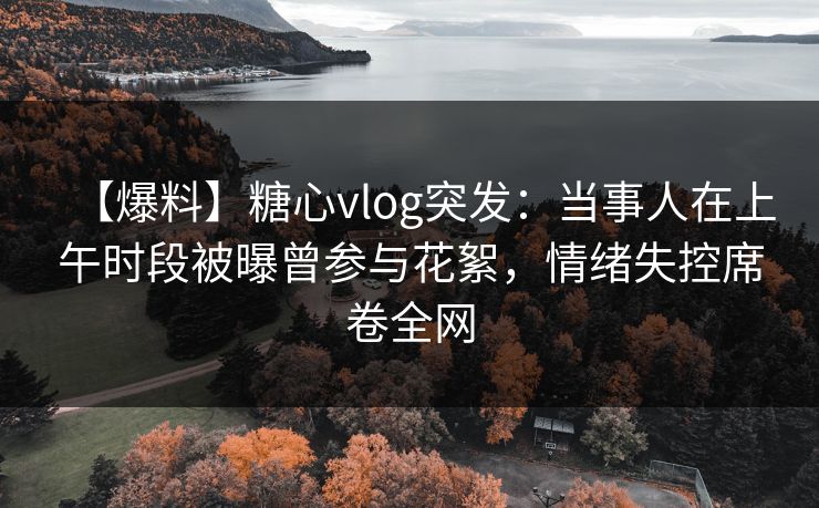 【爆料】糖心vlog突发：当事人在上午时段被曝曾参与花絮，情绪失控席卷全网