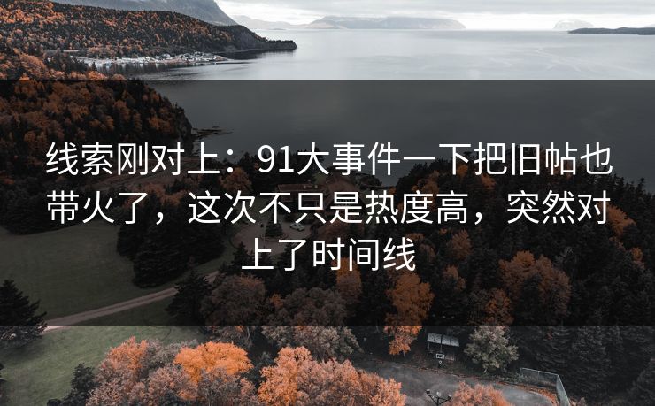 线索刚对上：91大事件一下把旧帖也带火了，这次不只是热度高，突然对上了时间线